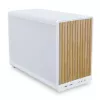 Pc-behuizing Lian Li A3-mATX Micro Tower wit met houtaccenten — ondersteuning voor Micro-ATX/Mini-ITX, ATX/SFX/SFX‑L-voedingen