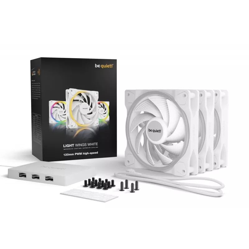 be quiet Light Wings White | 120mm PWM-High-Speed Triple-Pack computerbehuizingsventilator 12 cm 3 stuks