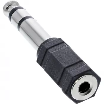 InLine audio-adapter 6,3 mm stekker / 3,5 mm bus stereo, 3,5 mm jackbus, 3,5 mm F, zwart
