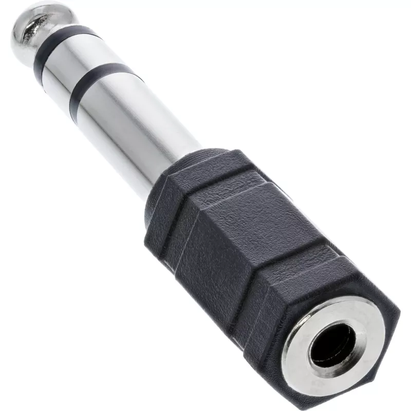 InLine audio-adapter 6,3 mm stekker / 3,5 mm bus stereo, 3,5 mm jackbus, 3,5 mm F, zwart
