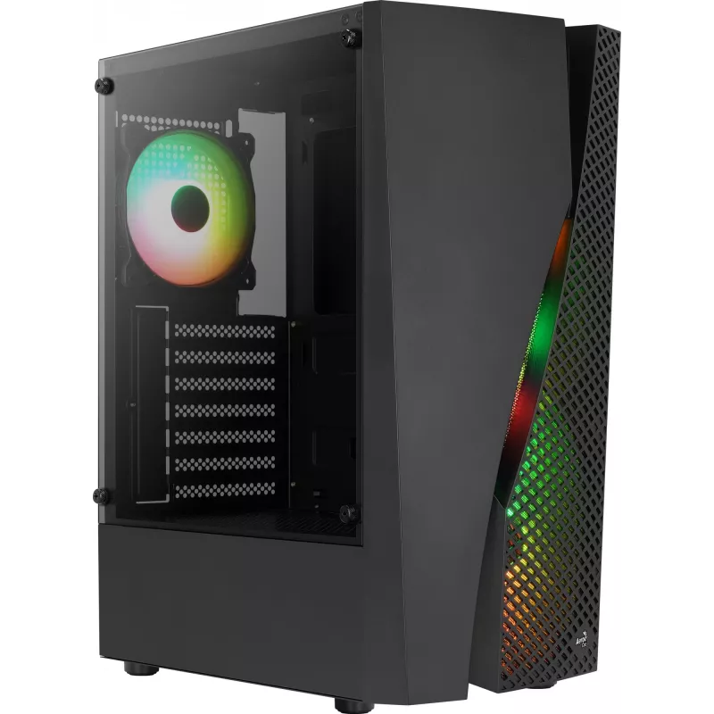 Aerocool WAVEBKV3 ATX PC-behuizing van gehard glas met 4xRGB-ventilatoren zwart