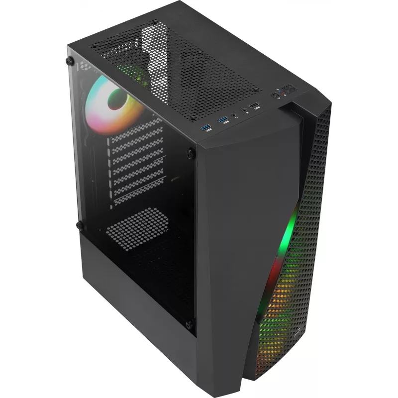 Aerocool WAVEBKV3 ATX PC-behuizing van gehard glas met 4xRGB-ventilatoren zwart