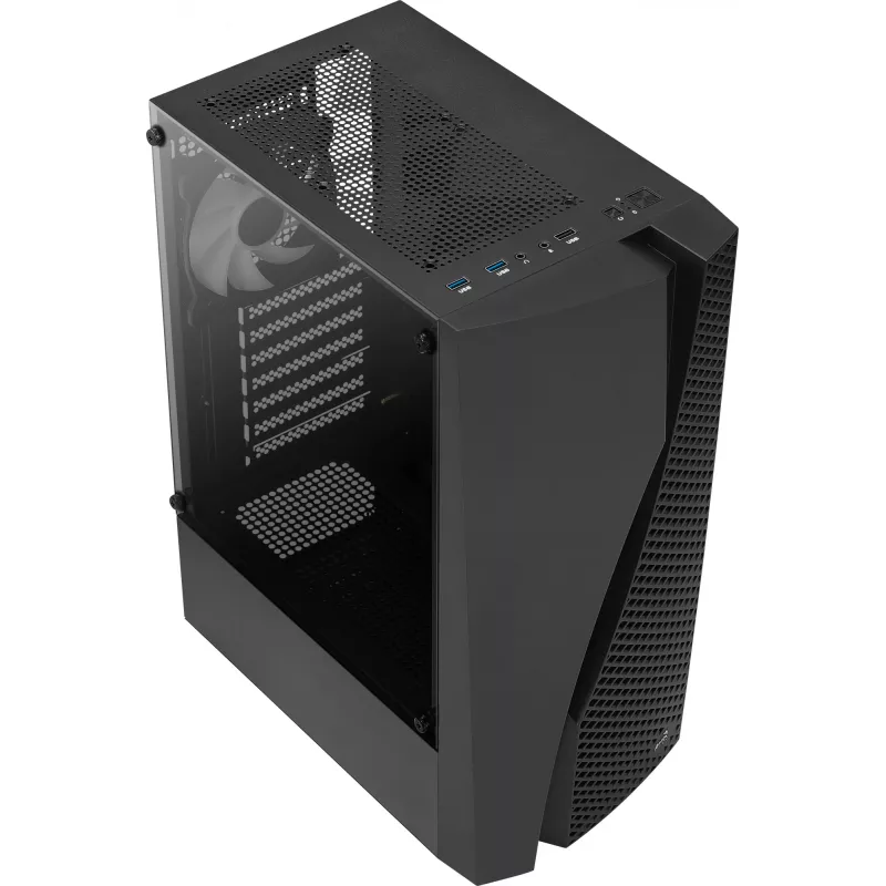 Aerocool WAVEBKV3 ATX PC-behuizing van gehard glas met 4xRGB-ventilatoren zwart