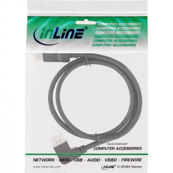 DisplayPort 1.4 kabel InLine 17151L 8K4K links haaks zwart/goud 1m
