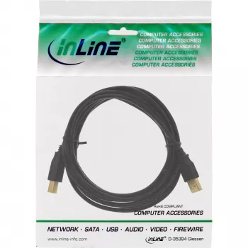 InLine USB 2.0 kabel Type-A stekker / Type-B bus zwart, verguld, 10 m