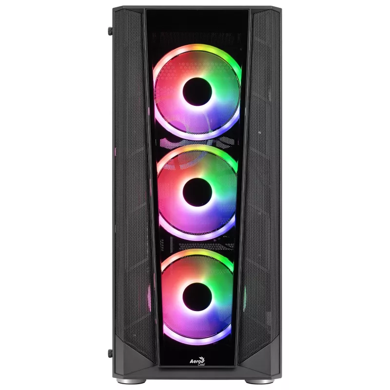 Aerocool PRISMBKV3 pc-behuizing ATX zwart 4 ventilatoren ARGB voorzijde zijde van gehard glas