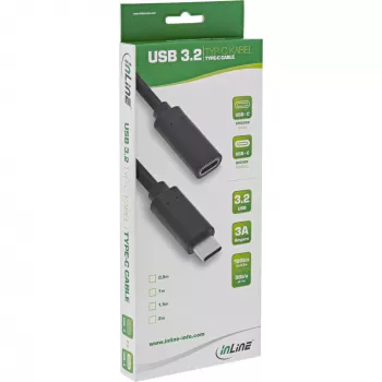 USB 3.2 Gen.1x2 verlengkabel InLine 35772 2m USB-C stekker/bus zwart