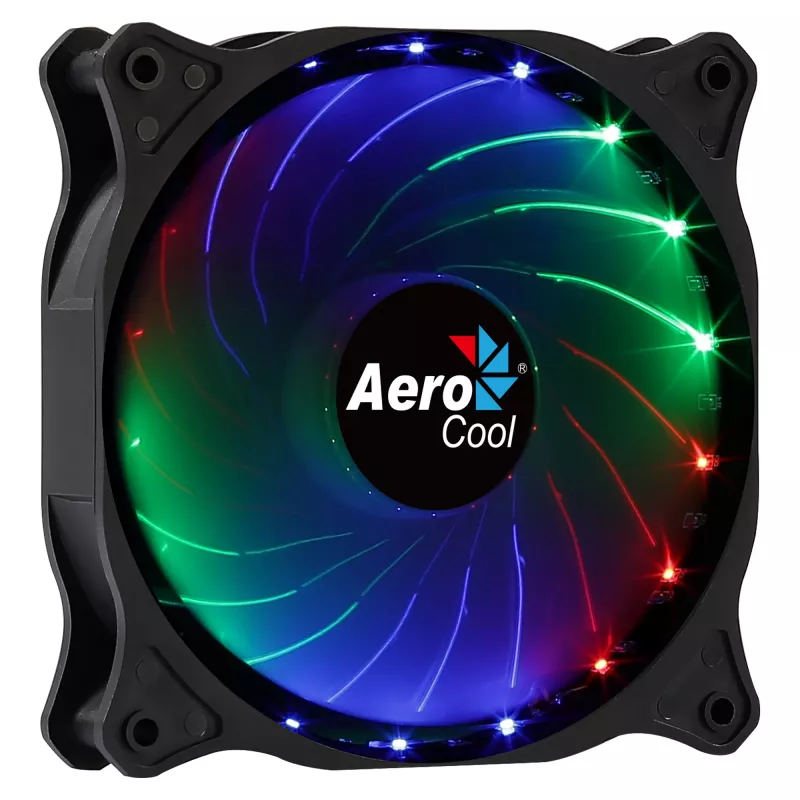 AEROCOOL COSMO12FRGB 120mm computerbehuizingsventilator, 1000 tpm, 15 LEDs RGB, Molex-aansluiting, 3,72 W, zwart