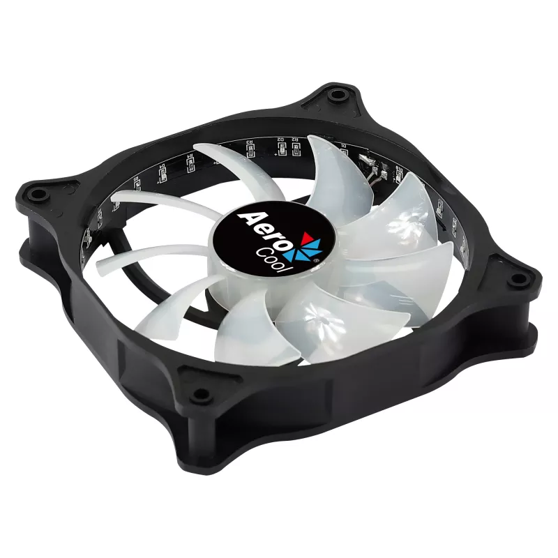 AEROCOOL COSMO12FRGB 120mm computerbehuizingsventilator, 1000 tpm, 15 LEDs RGB, Molex-aansluiting, 3,72 W, zwart