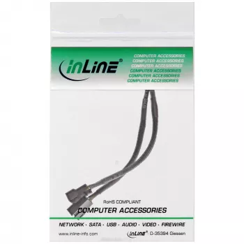 InLine PWM-ventilator Y-stroomkabel, 4-polig. 1M/2F, 0,15 m