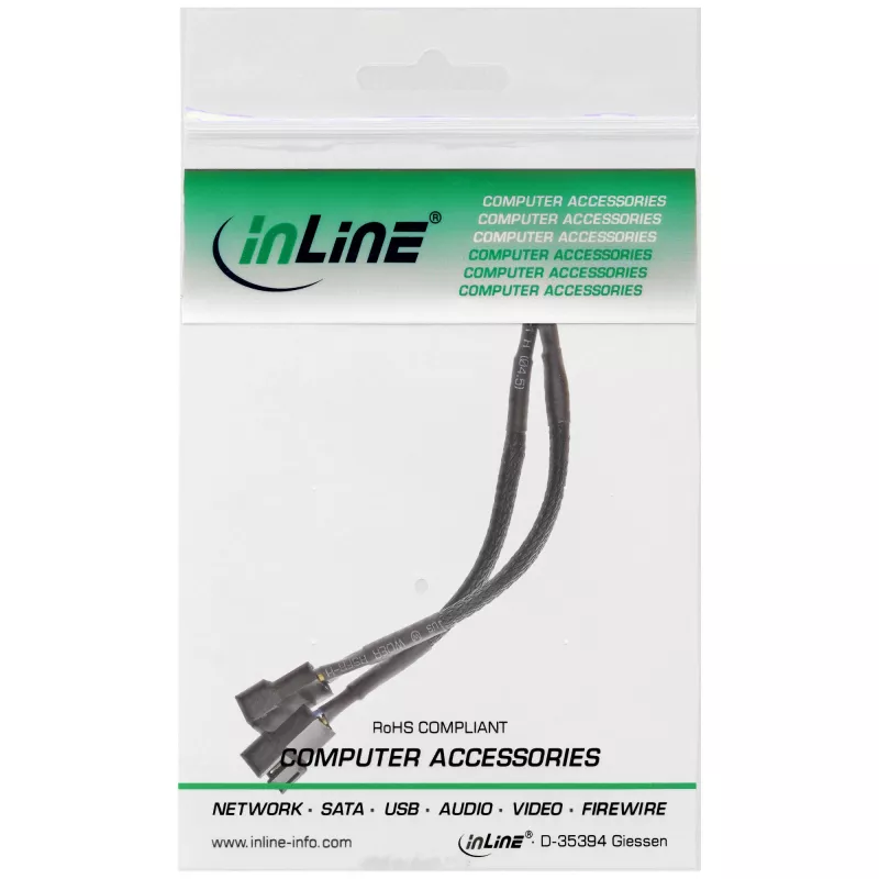 InLine PWM-ventilator Y-stroomkabel, 4-polig. 1M/2F, 0,15 m