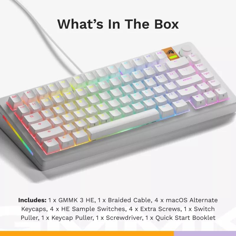 Mechanisch toetsenbord GLORIOUS GMMK 3 HE 75% bedraad wit US-layout