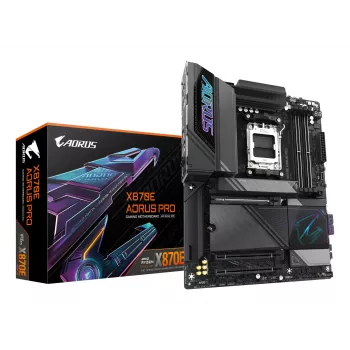 GIGABYTE X870E AORUS PRO moederbord - ondersteunt AMD Ryzen 9000 CPU's, 16+2+2 fasen digitaal VRM, tot 8000MHz DDR5 (OC), 3xPCIe 5.0 + 1xPCIe 4.0, Wi-Fi 7, 2.5GbE LAN, USB 4
