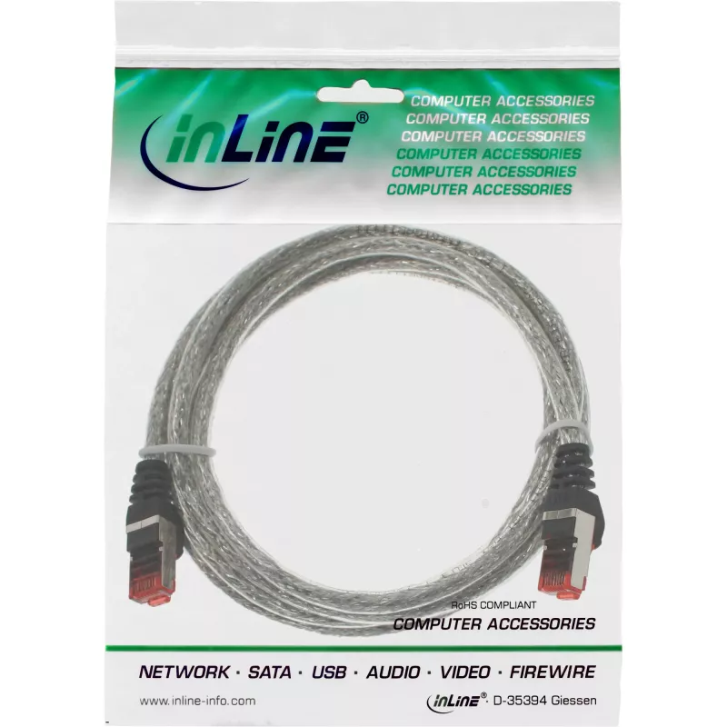 InLine patchkabel S/FTP PiMF Cat.6 250MHz PVC koper transparant 1m
