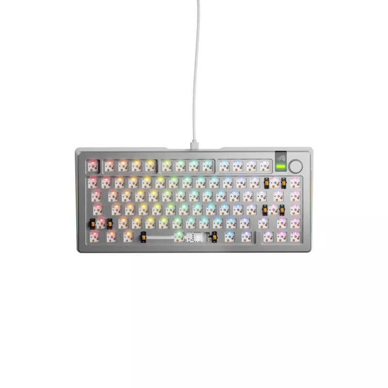 Glorious Gaming GMMK 3 PRO 75% Barebones Wired Silver - US, 75%, bedraad, USB, RGB LED, zilver