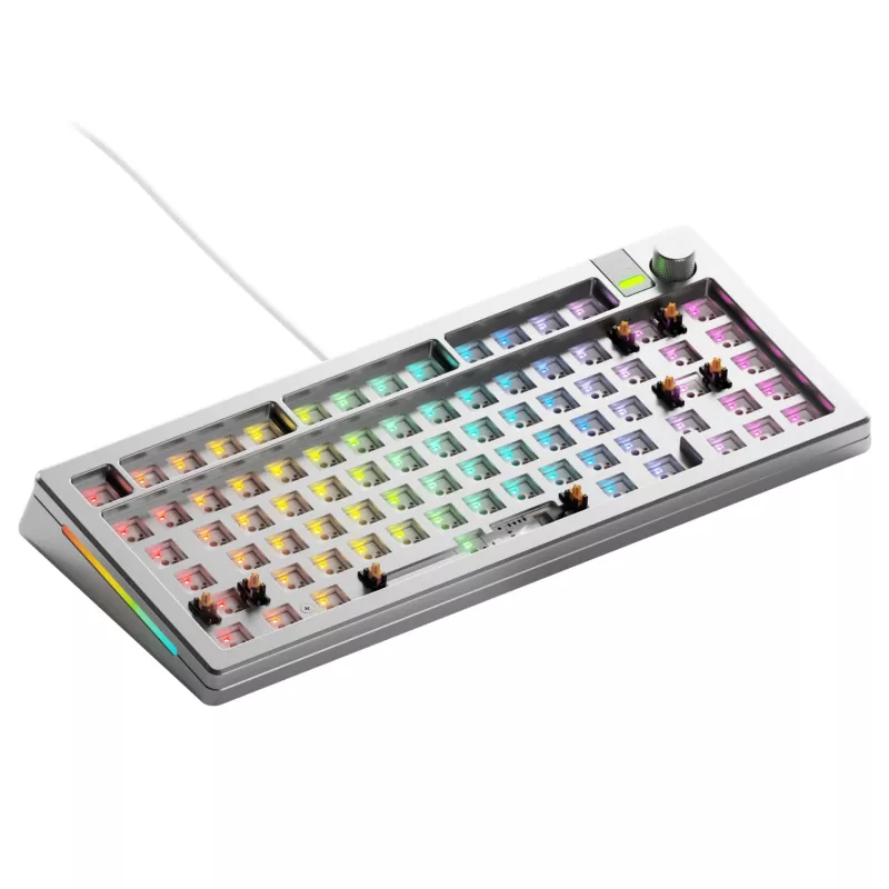 Glorious Gaming GMMK 3 PRO 75% Barebones Wired Silver - US, 75%, bedraad, USB, RGB LED, zilver