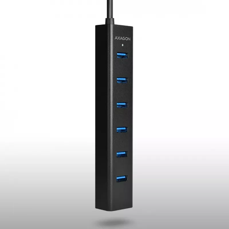 Axagon HUE-SA7BP 7x USB 3.0 ALU LAADHUB zwart incl. voeding