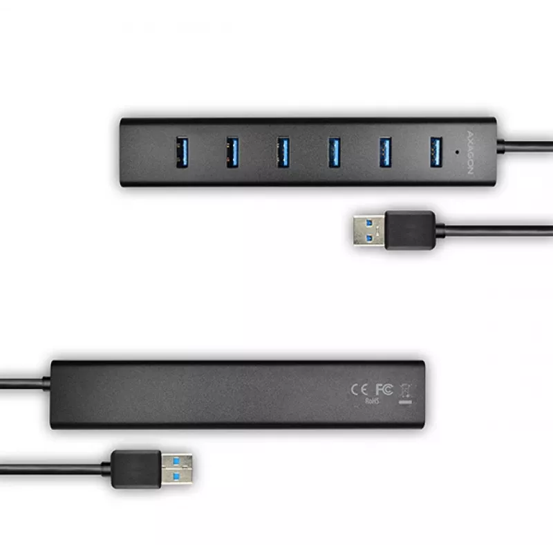Axagon HUE-SA7BP 7x USB 3.0 ALU LAADHUB zwart incl. voeding