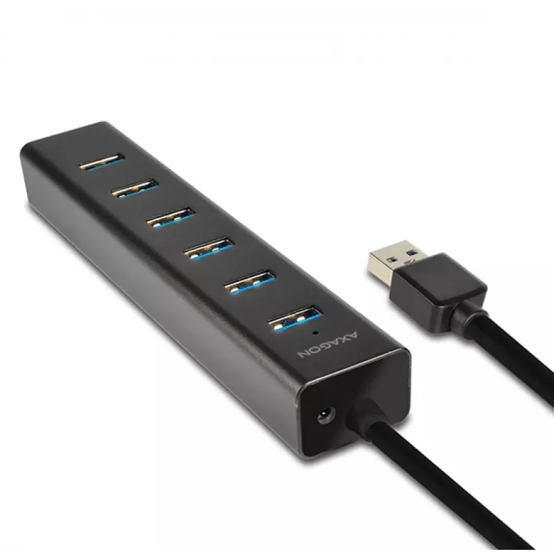 Axagon HUE-SA7BP 7x USB 3.0 ALU LAADHUB zwart incl. voeding