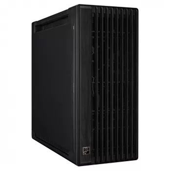 Pc-behuizing ASUS ProArt PA602 Wood Edition midi tower zwart — EATX-ondersteuning, 45 cm GPU, 19 cm voeding/koeler, 8 HDD-vakken, USB-C