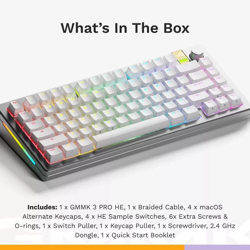Glorious Gaming GMMK 3 PRO HE 75% prebuilt draadloos zilver - US