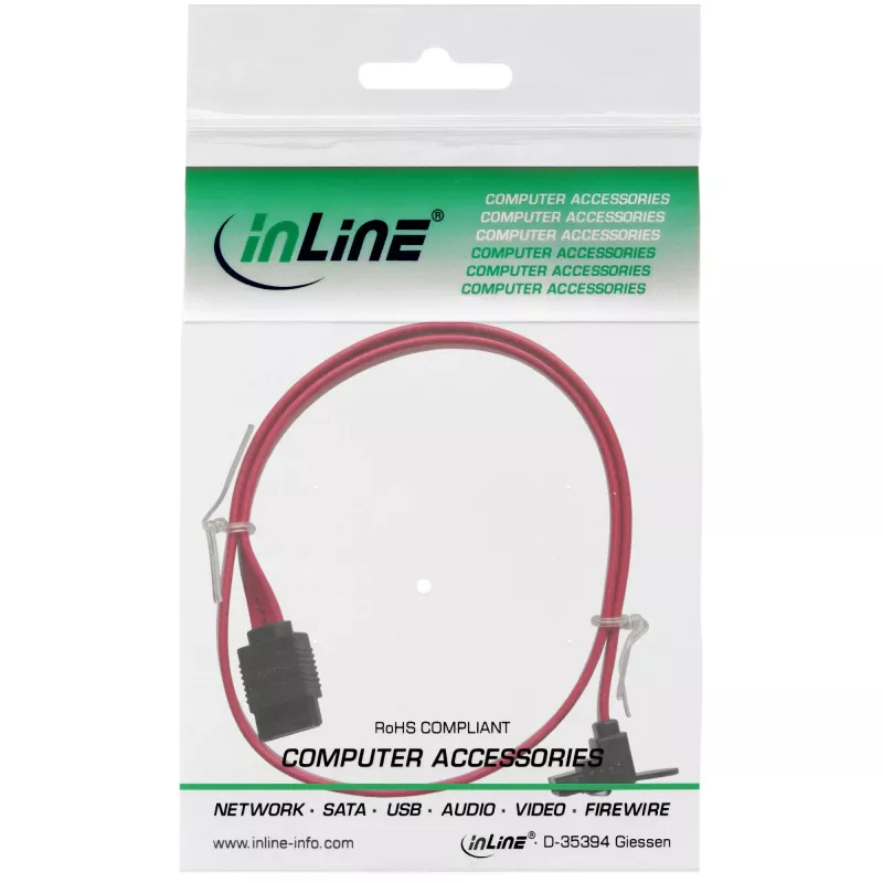 InLine SATA 6Gb/s-kabel met vergrendelingen haaks 0,3m