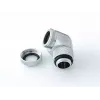Vloeistofkoelingsaansluitstuk BitsPower BP-E90RML — 90°-draaigewricht van messing, 1/4-inch schroefdraad, zilver