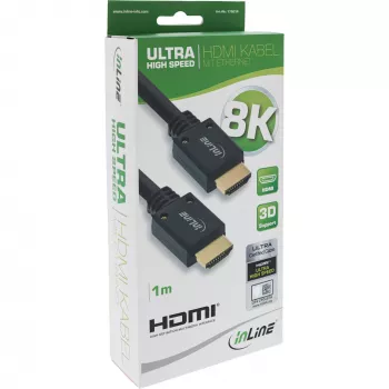 InLine Ultra High Speed HDMI-kabel M/M 8K4K verguld, 1m