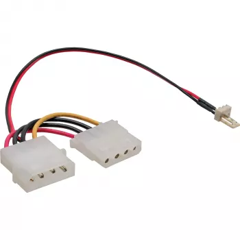 InLine ventilator-adapterkabel 3-polig ventilator / 4-polig voeding 0,15 m, 3-polig, 2 x Molex (4-polig), 0,15 m, meerkleurig, 11 g, 100 mm