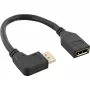 InLine DisplayPort 1.4 adapterkabel M/F, 8K4K, links haaks, zwart/goud, 0,15m
