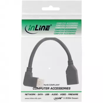 InLine DisplayPort 1.4 adapterkabel M/F, 8K4K, links haaks, zwart/goud, 0,15m