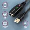 Axagon ADR-215 USB 2.0 A-M -> A-F actieve verleng-/repeaterkabel 15 m