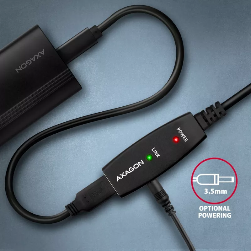Axagon ADR-215 USB 2.0 A-M -> A-F actieve verleng-/repeaterkabel 15 m