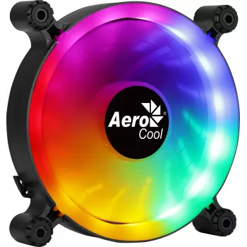 AEROCOOL 120 mm PC-behuizingsventilator SPECTRO12 RGB, 12 V, 1000 tpm, 3,6 W, Molex, antivibratie, glijlager, zwart