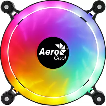 AEROCOOL 120 mm PC-behuizingsventilator SPECTRO12 RGB, 12 V, 1000 tpm, 3,6 W, Molex, antivibratie, glijlager, zwart