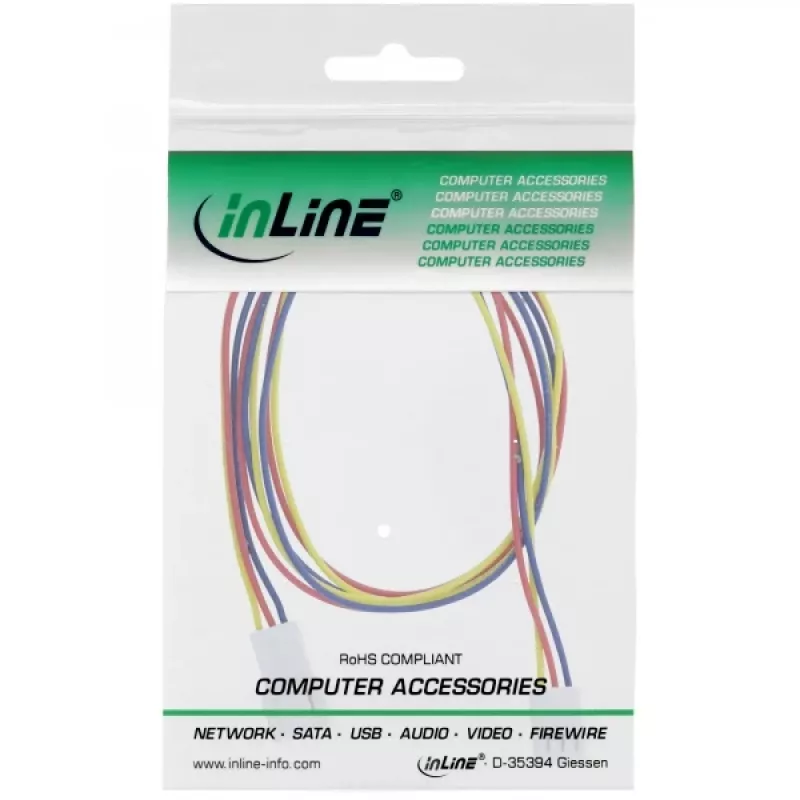 InLine ventilator-kabelverlenging 3-pin Molex stekker/bus lengte 0,60 m
