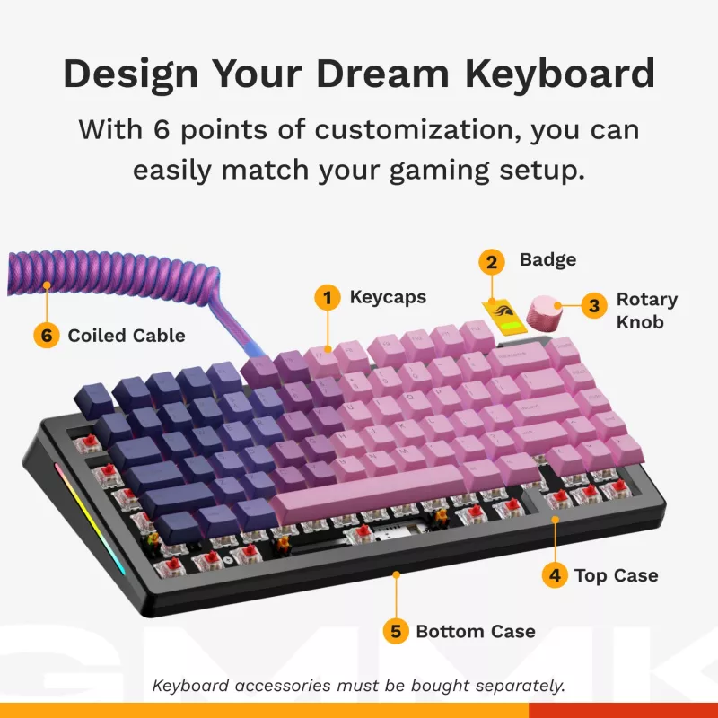 Glorious Gaming GMMK 3 75% Barebones bedraad zwart – ISO, 75%, bedraad, USB, RGB-LED, zwart