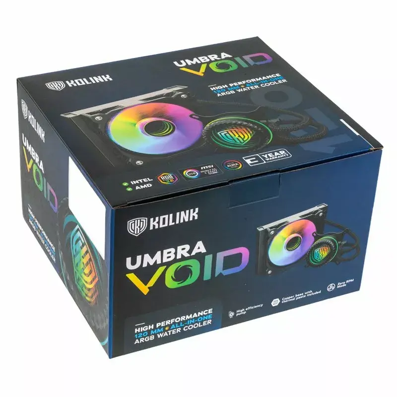 Vloeistofkoelingsset Kolink Umbra Void 120 AIO 12 cm, zwart