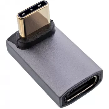 InLine USB4 adapter, USB-C stekker/bus haaks hoog/laag, aluminium, grijs