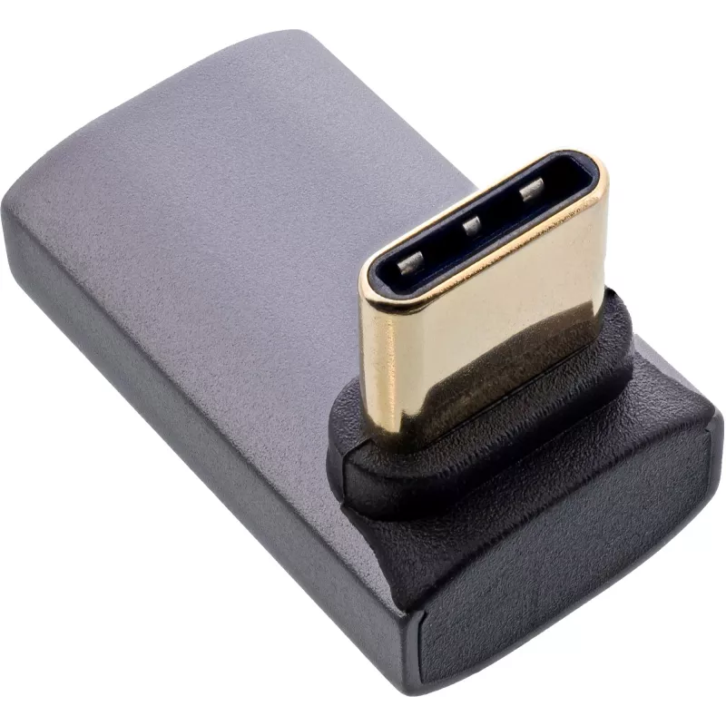 InLine USB4 adapter, USB-C stekker/bus haaks hoog/laag, aluminium, grijs