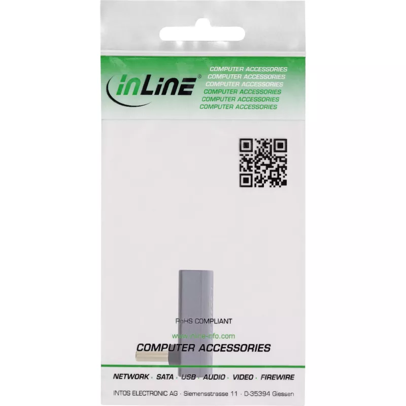 InLine USB4 adapter, USB-C stekker/bus haaks hoog/laag, aluminium, grijs