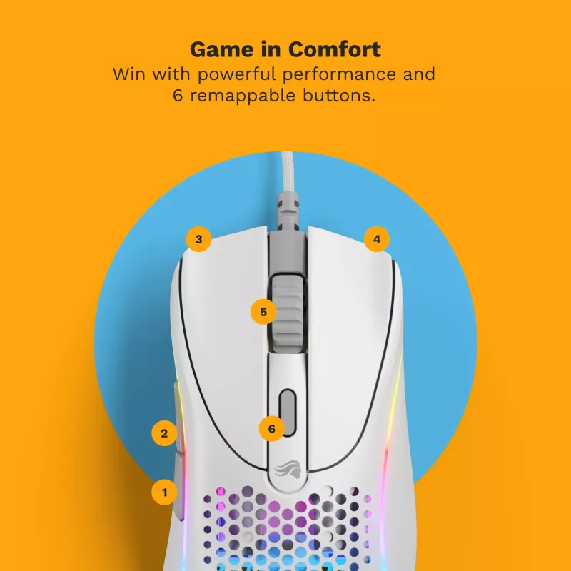 Glorious Gaming Glorious Model D 2 Wired - matwit, rechtshandig, optisch, USB Type-A, 26000 DPI, wit