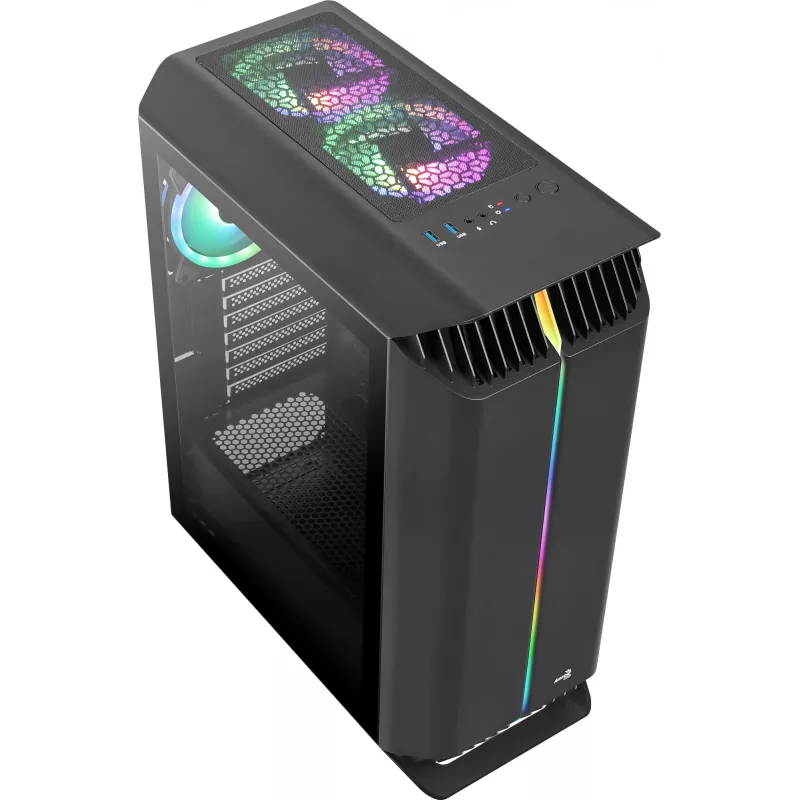 Aerocool GLADIATOR DUO ATX gaming-behuizing 3x ARGB 12cm ventilator, midi tower, pc, zwart, ATX, micro ATX, Mini-ITX, ABS, SPCC, gaming