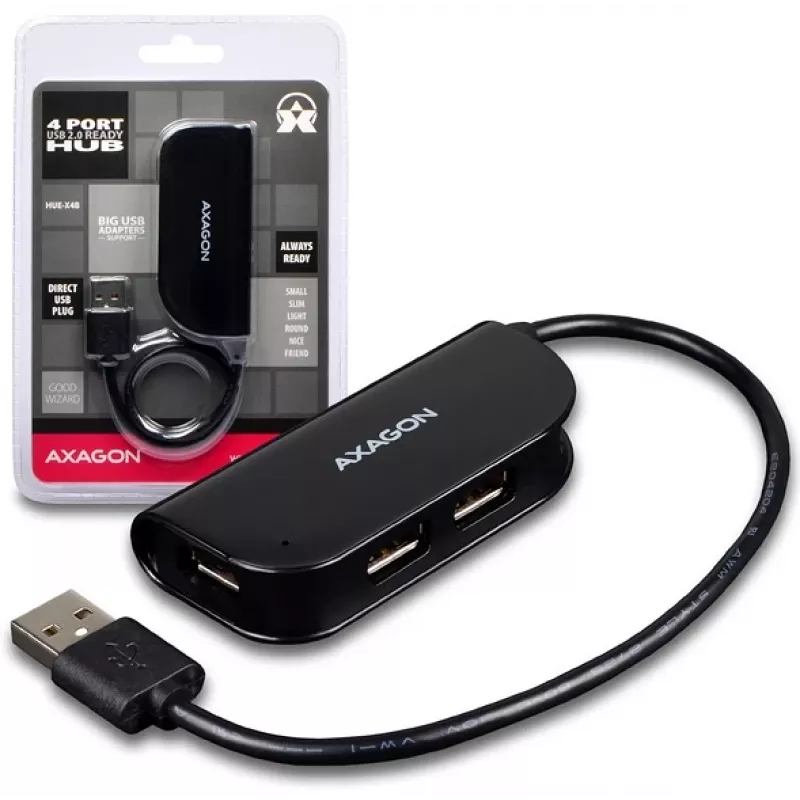 Axagon HUE-X4B interface-hub USB 2.0 480 Mbit/s zwart