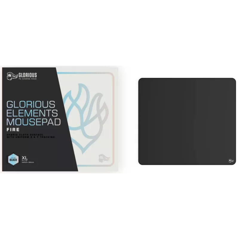 Glorious Gaming Glorious Element muispad - Fire, zwart, monochroom, stof, rubber, antislip onderkant, gaming-muispad