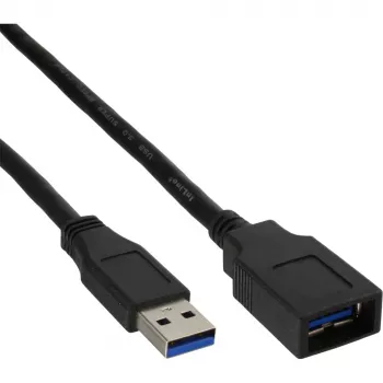 InLine USB 3.2 Gen.1 kabel Type-A stekker / Type-A bus, zwart, 1m