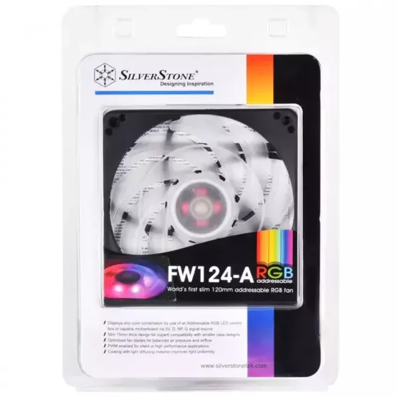 Luchtkoeler Silverstone FW124 voor computerbehuizing, zwart, wit