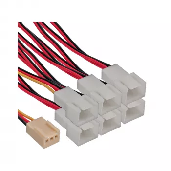 InLine ventilator-adapterkabel Y-kabel 3-polige Molex bus / 6x 3-polige Molex stekker