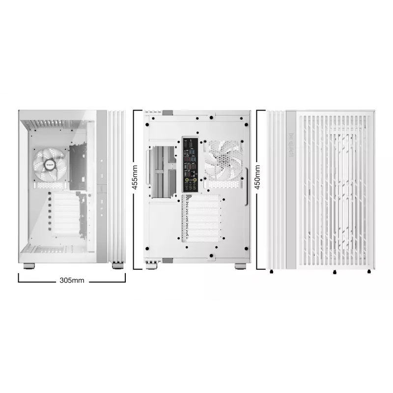 be quiet! Light Base 600 LX BGW68 Midi Tower pc-behuizing, ATX, zijraam van gehard glas, ARGB, USB-C, ondersteuning voor 360 mm radiator, wit