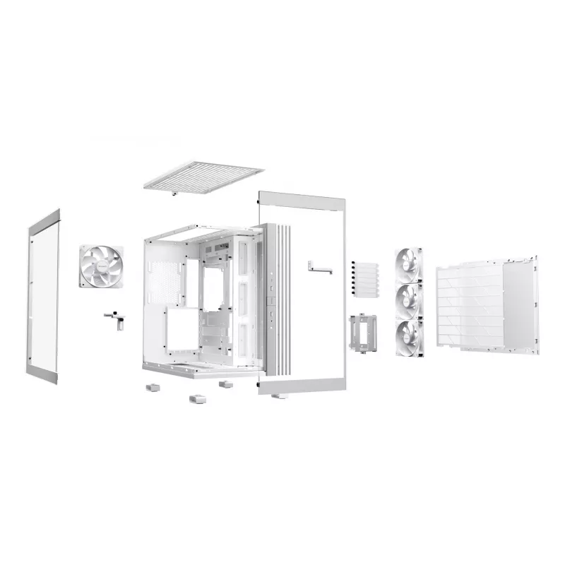 be quiet! Light Base 600 LX BGW68 Midi Tower pc-behuizing, ATX, zijraam van gehard glas, ARGB, USB-C, ondersteuning voor 360 mm radiator, wit